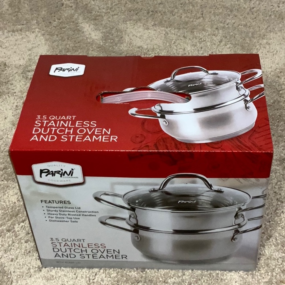 Stainless Dutch Oven and Steamer 3.5 Quart